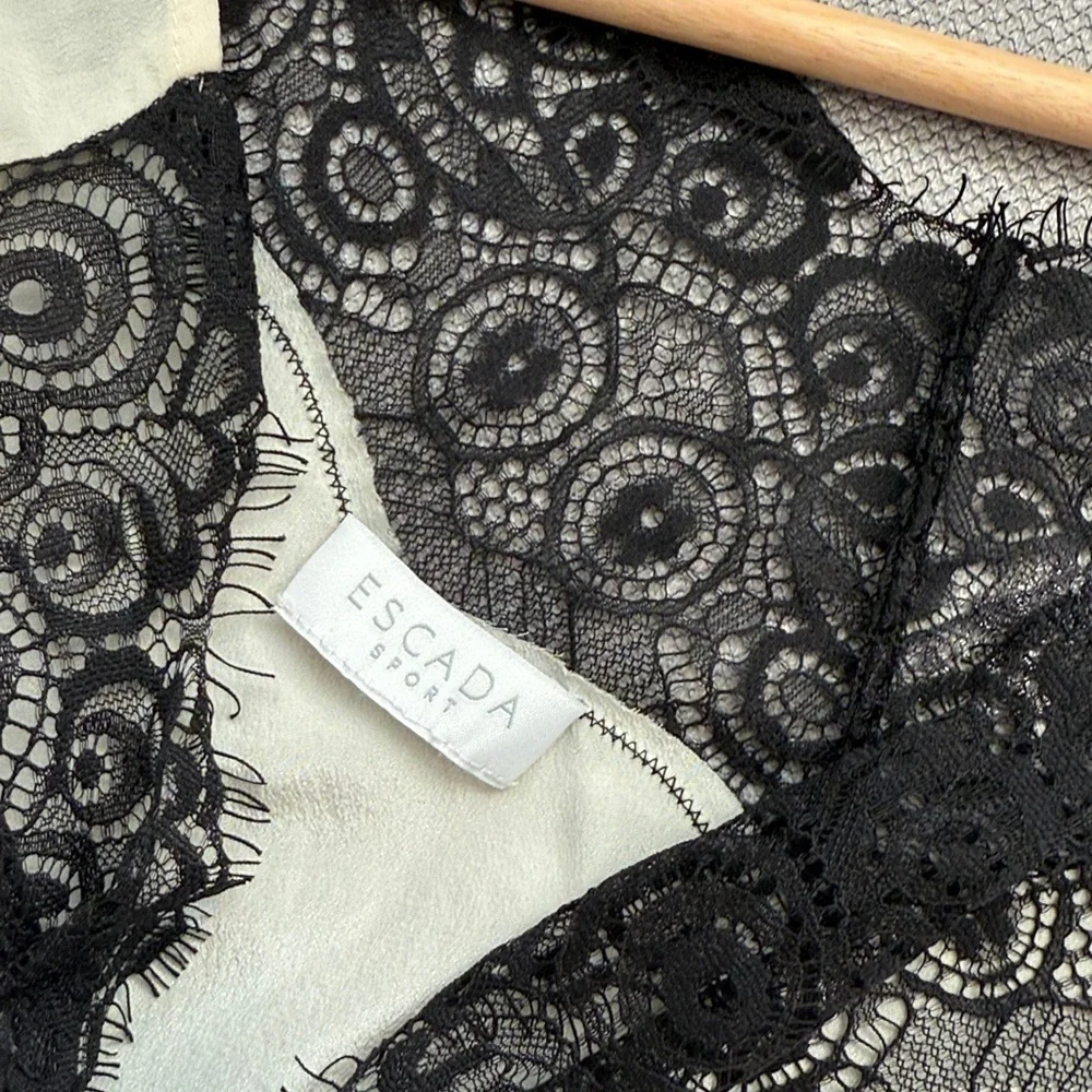 Escada Sport Black and Cream Lace Top - Picture 5 of 10